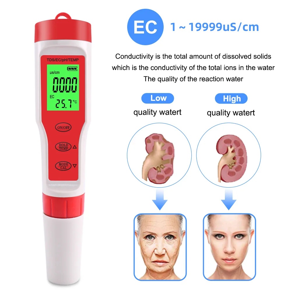 4 IN 1 TDS PH Meter PH/TDS/EC/ - Ph Meter Digital Water Tester 评论和价格